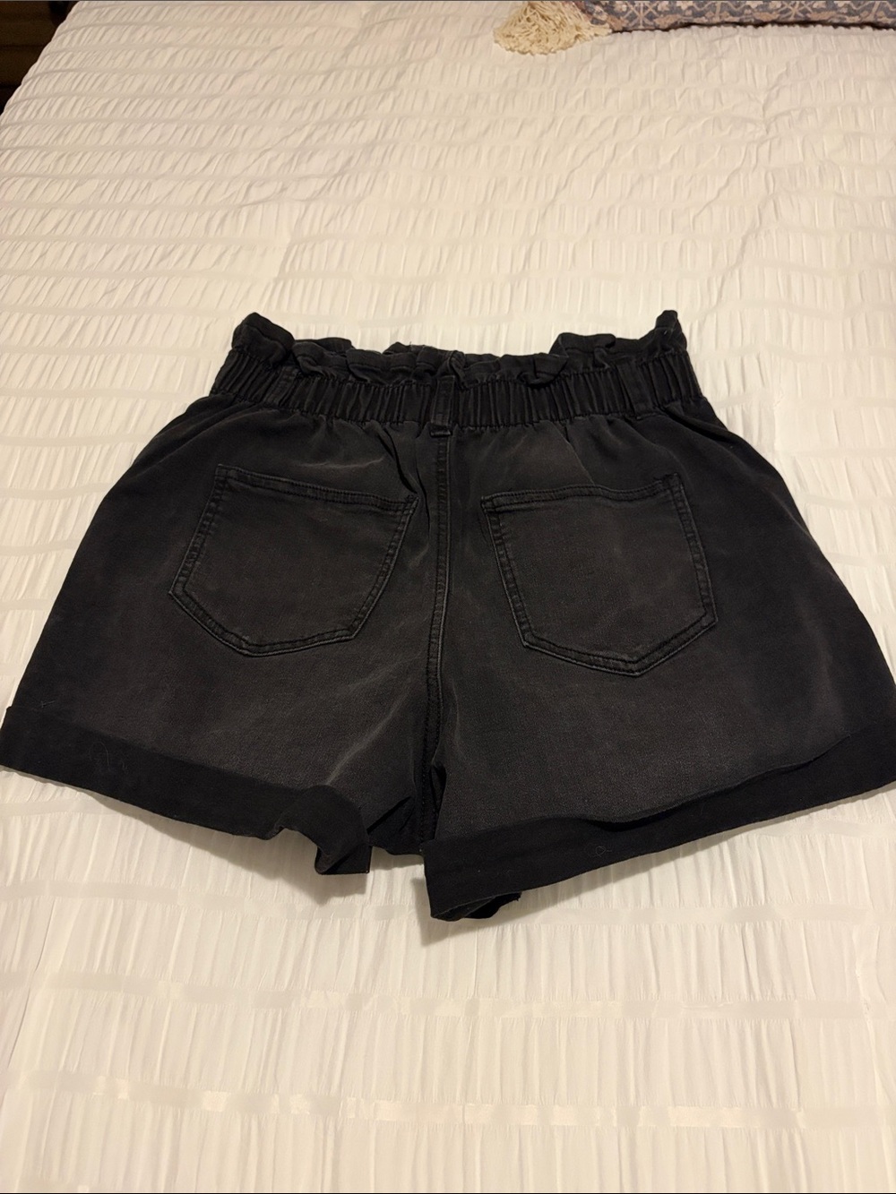 NOBO Black High-Waist Button-Front Paperbag Jean Shorts - Picture 6 of 9